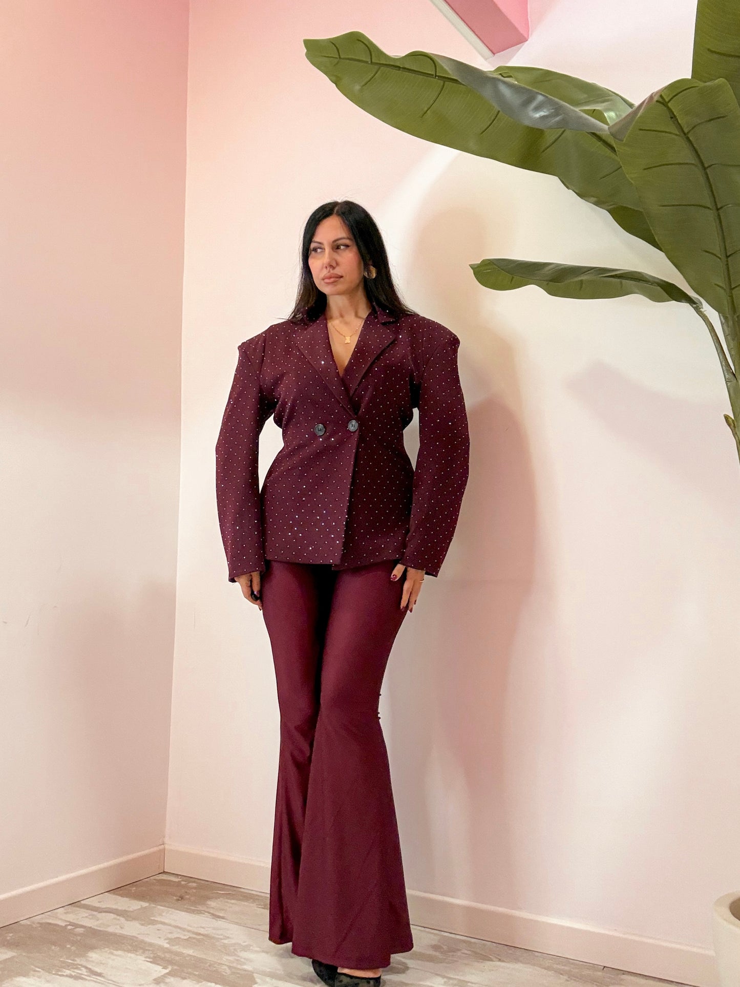 GIACCA BRILLANTINI BORDEAUX