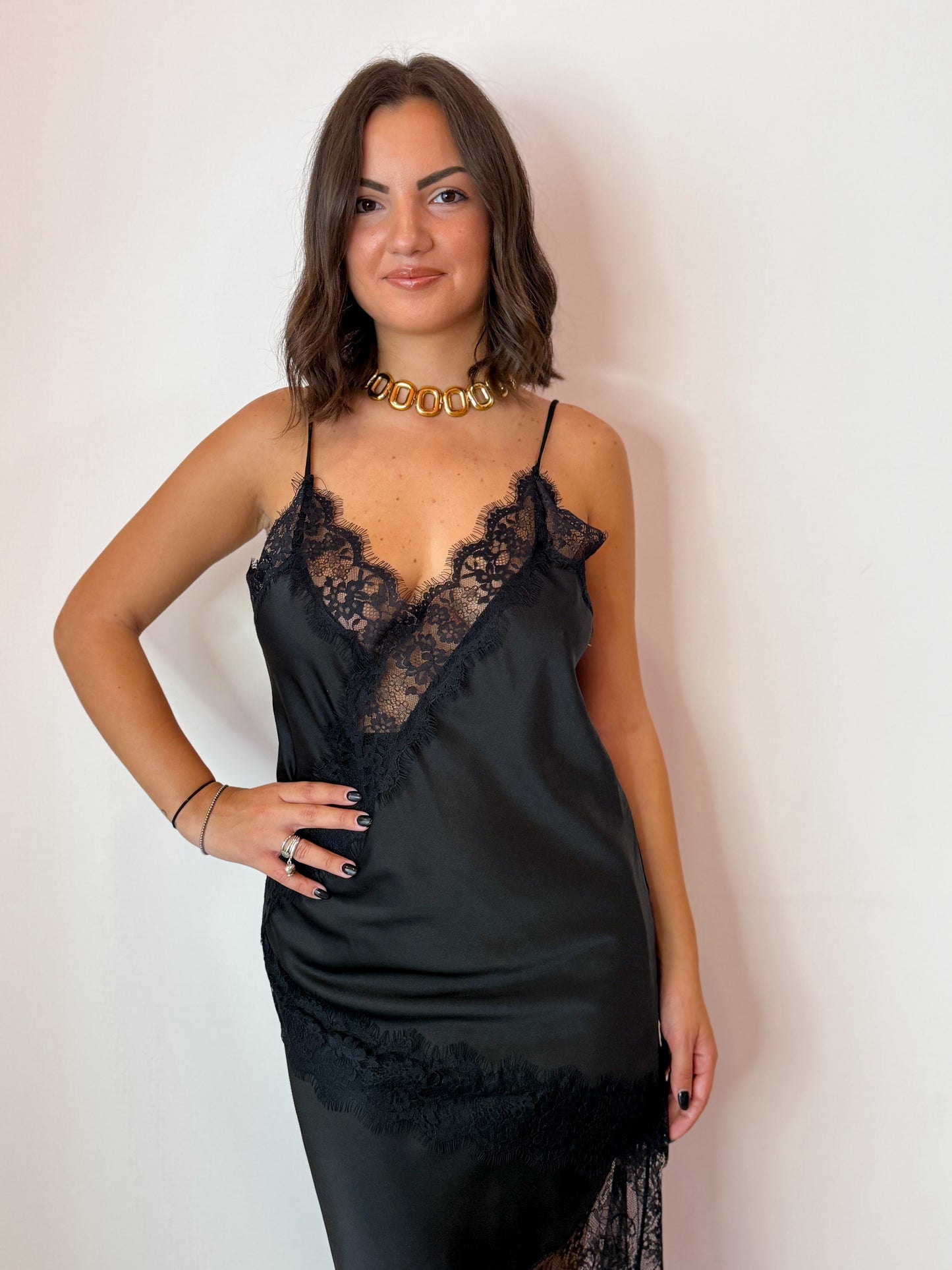 TOP SATIN NERO