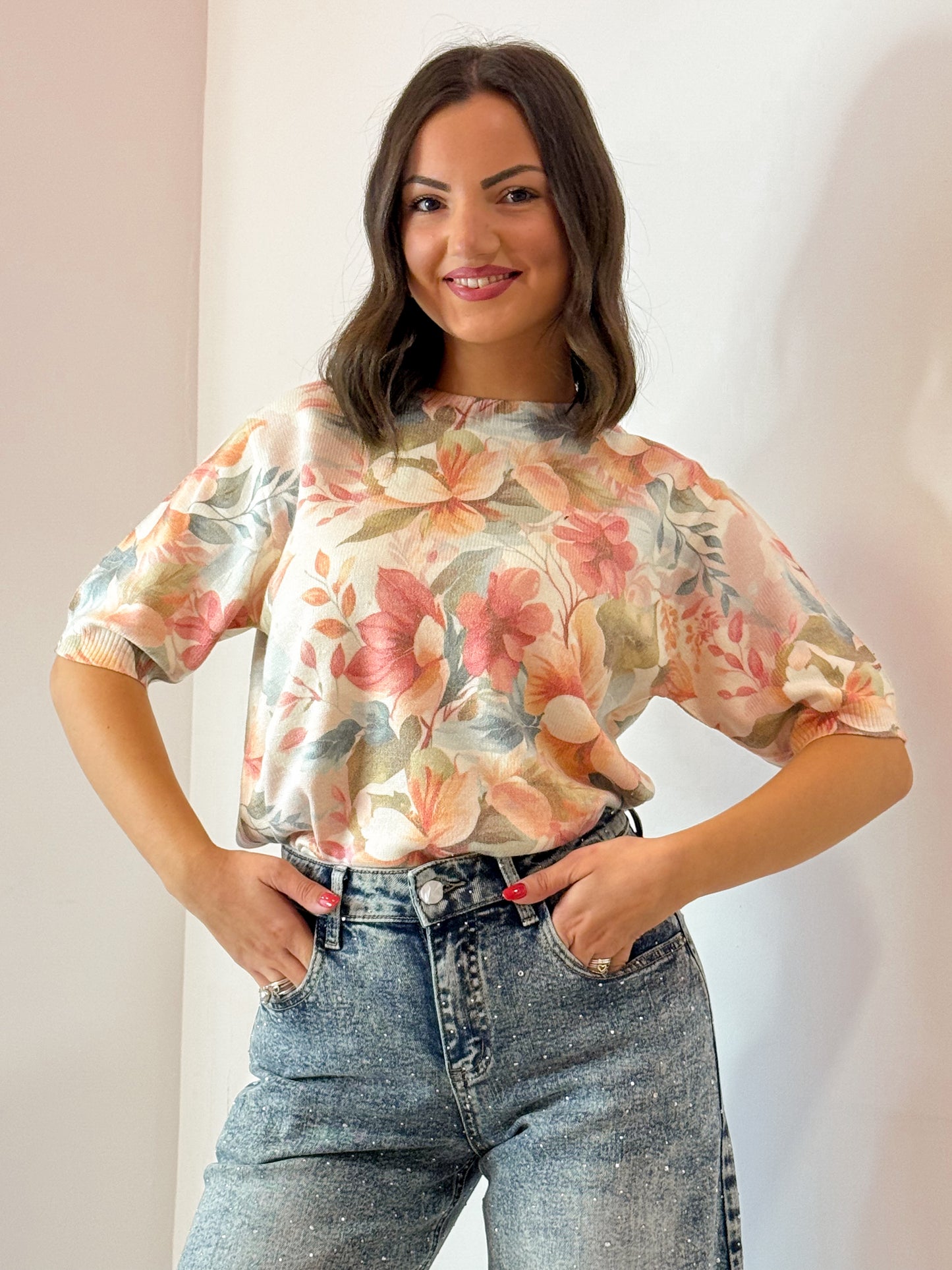 MAGLIA A FIORI 2 COLORI