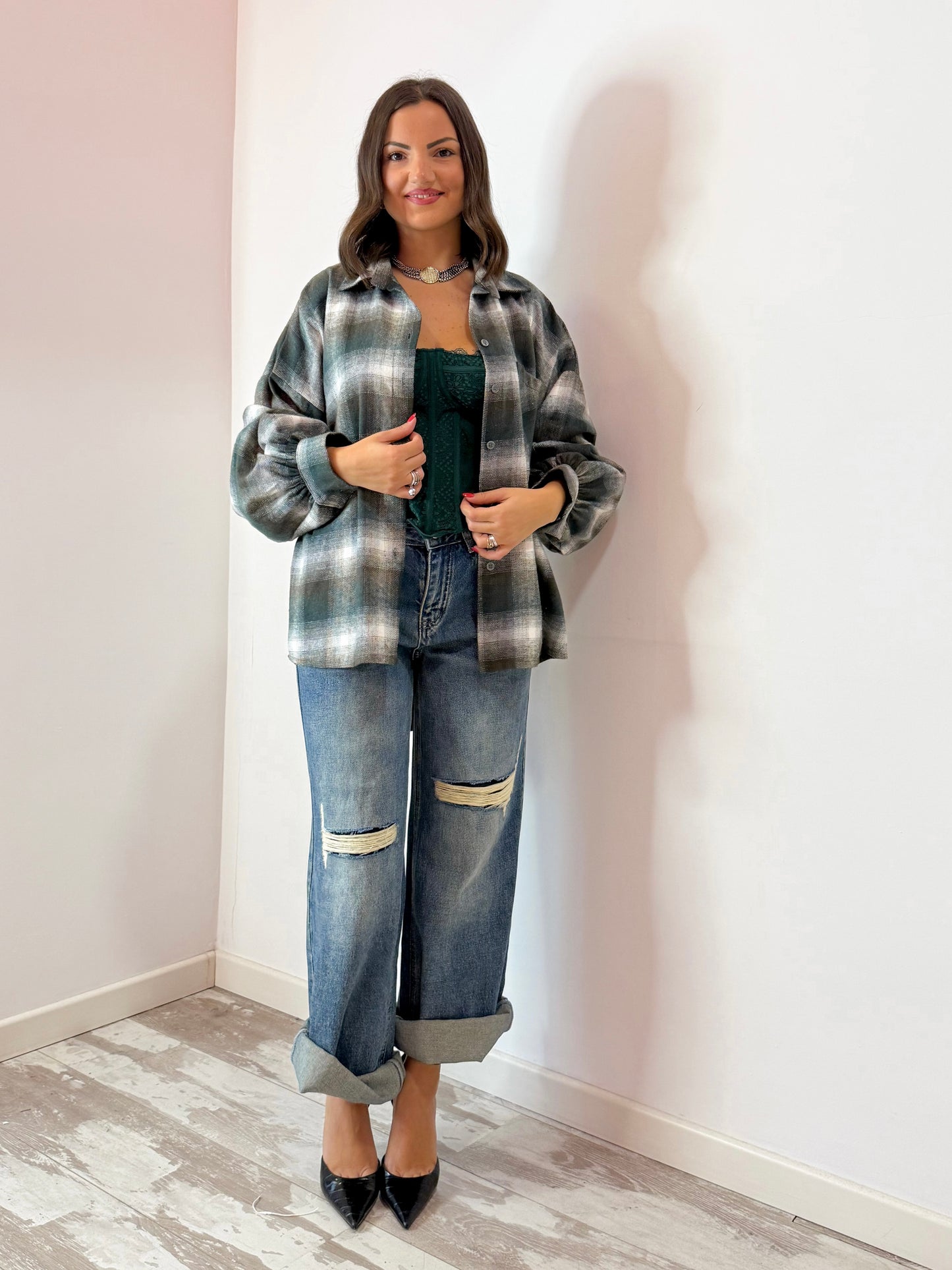 CAMICIA QUADRI VERDEBIANCHI