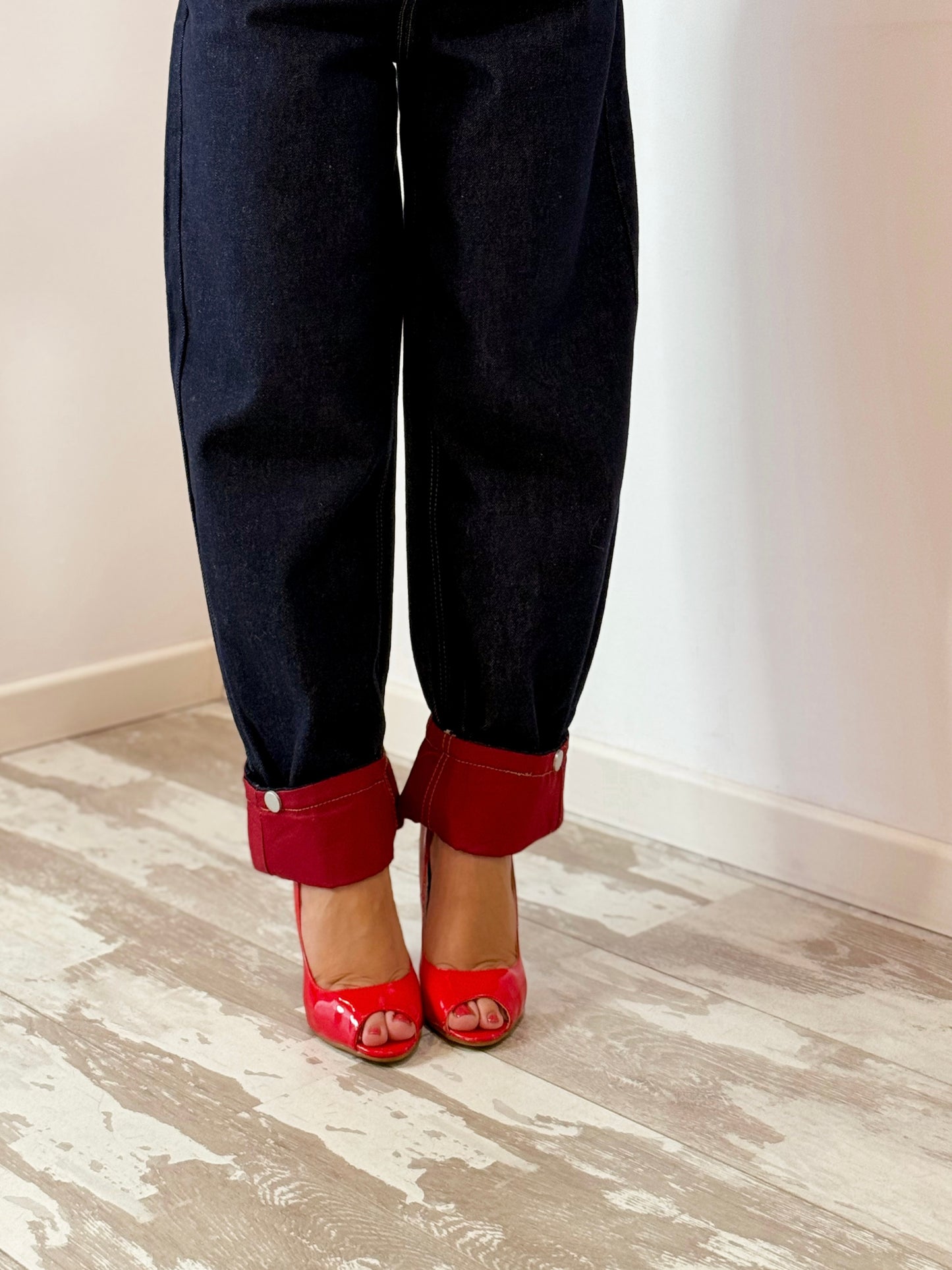 JEANS RISVOLTINO ROSSO