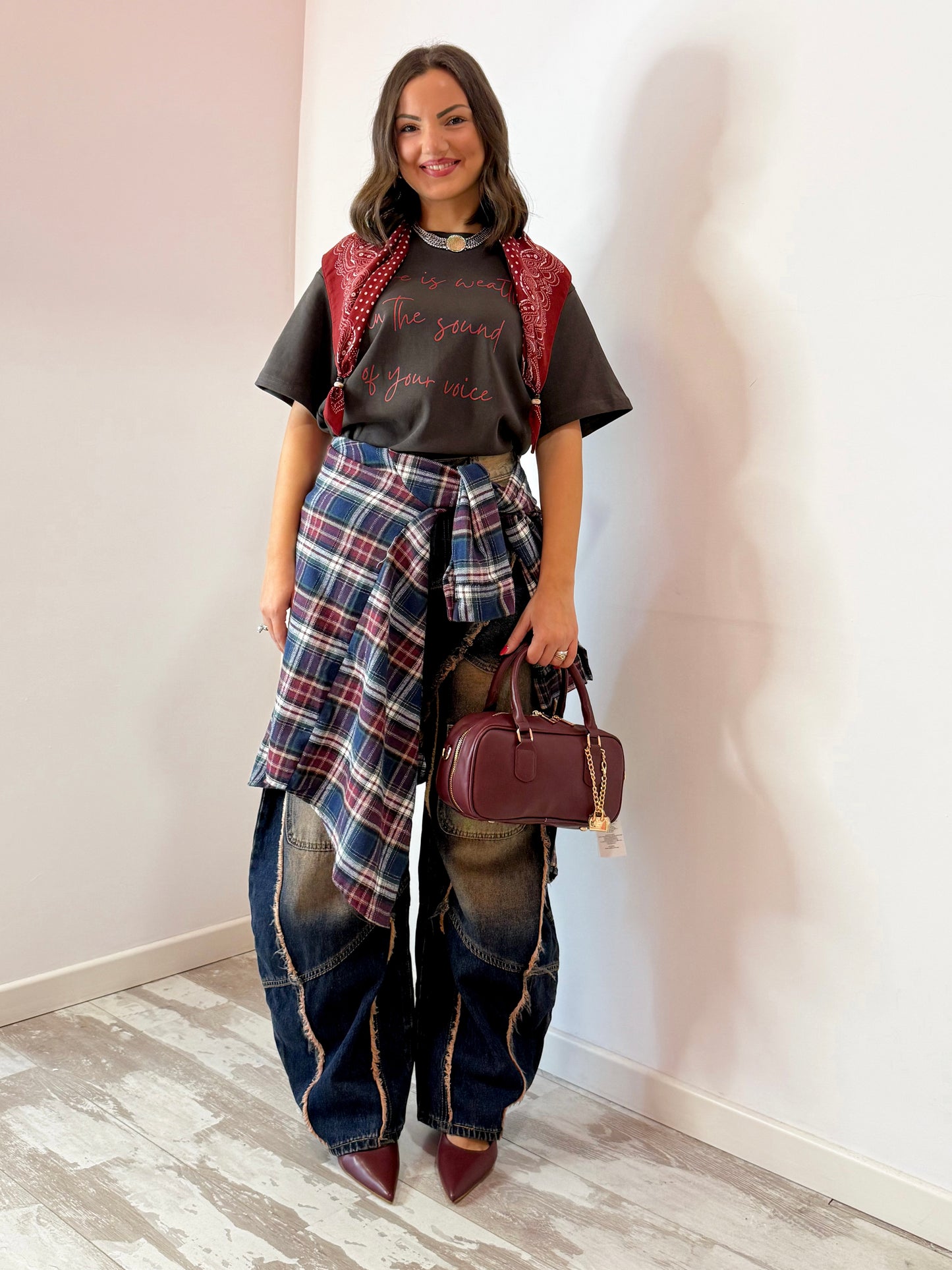 CAMICIA QUADRI BLU/BORDEAUX