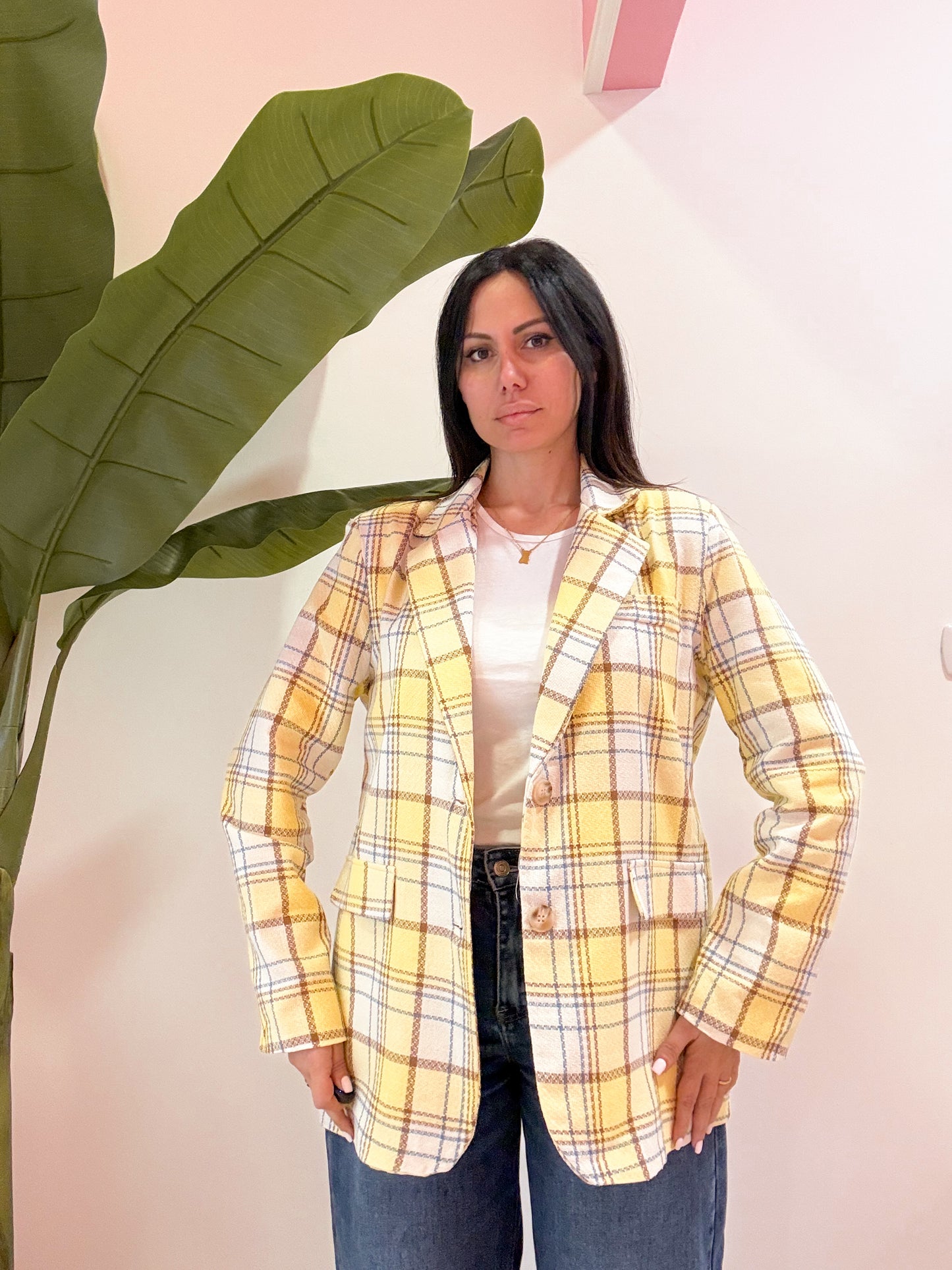 GIACCA QUADRI GIALLA