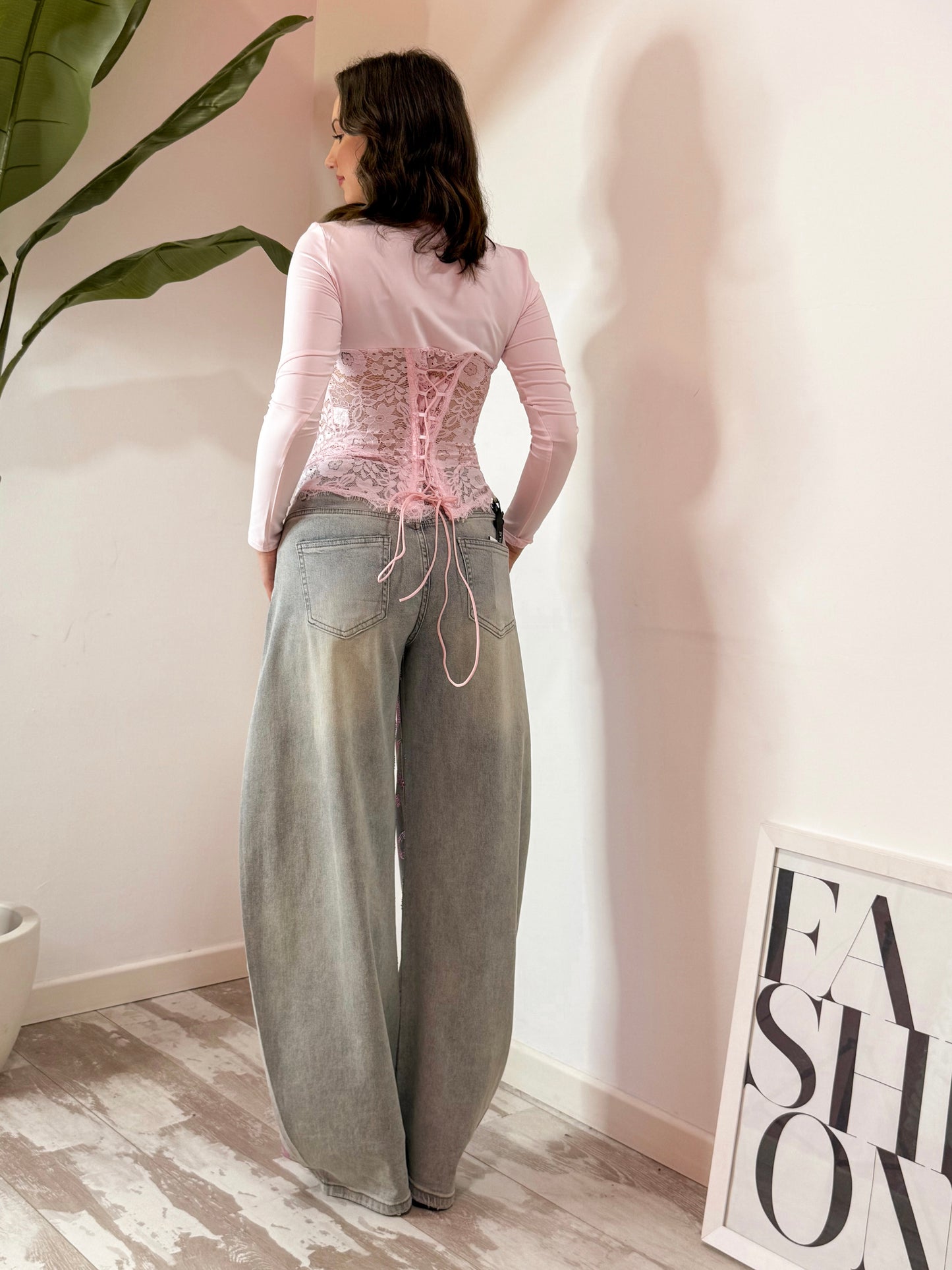 JEANS MACULATO ROSA