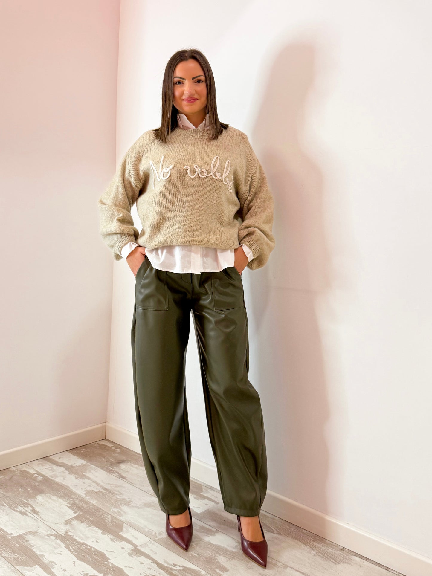 PANTALONE ECOPELLE VERDE