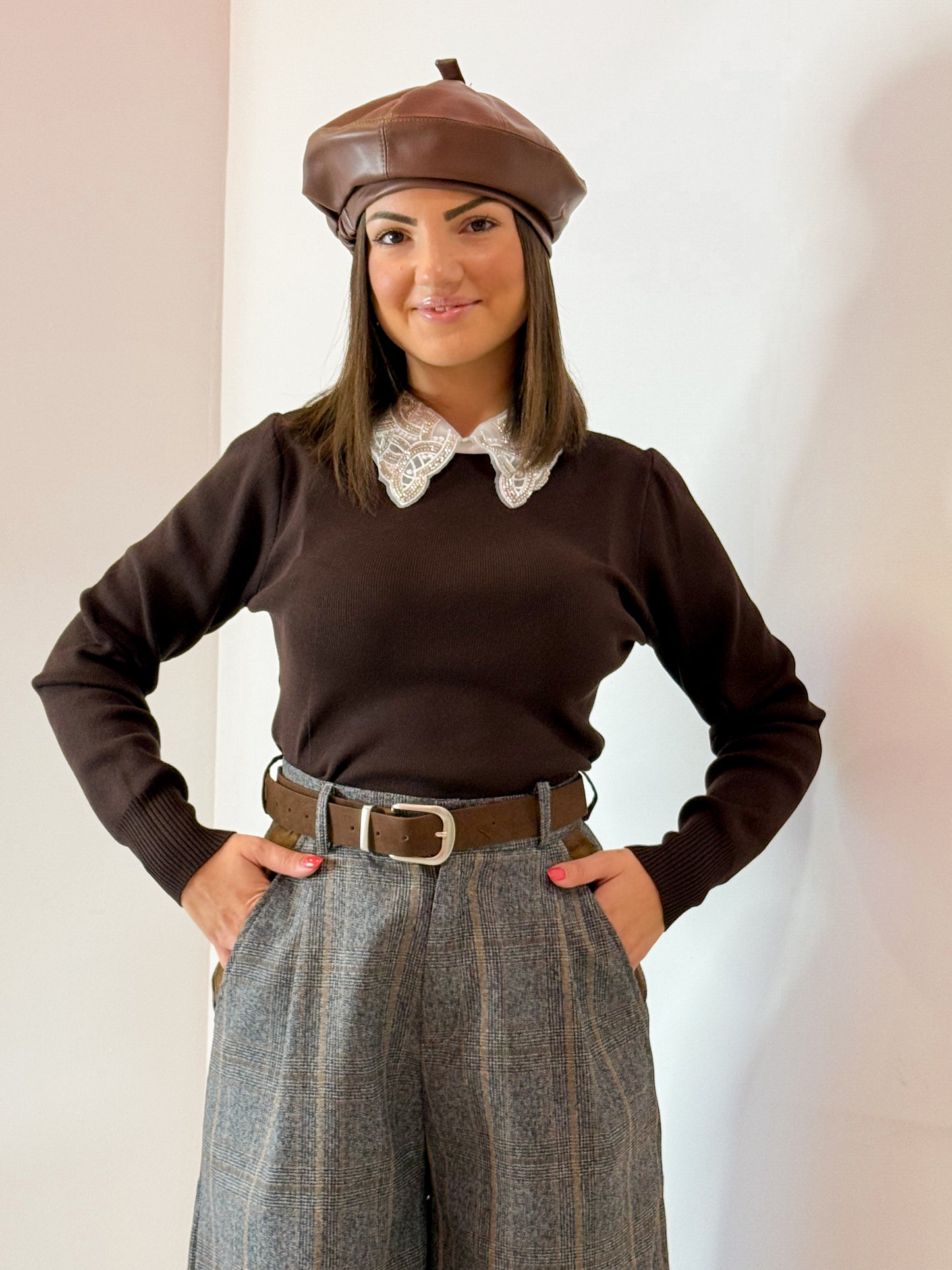 MAGLIA COLLETTO PREZIOSO MARRONE