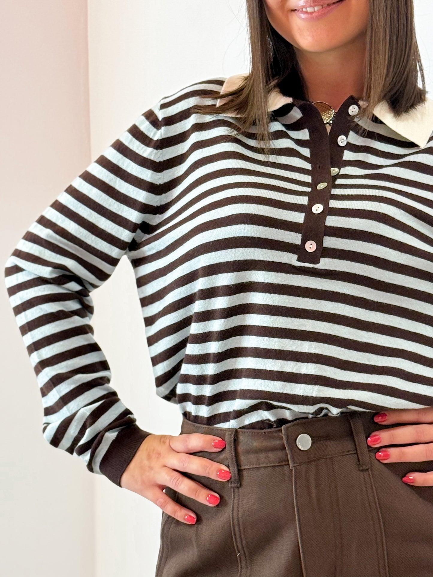 PULL BICOLOR AZZURRO/MARRONE