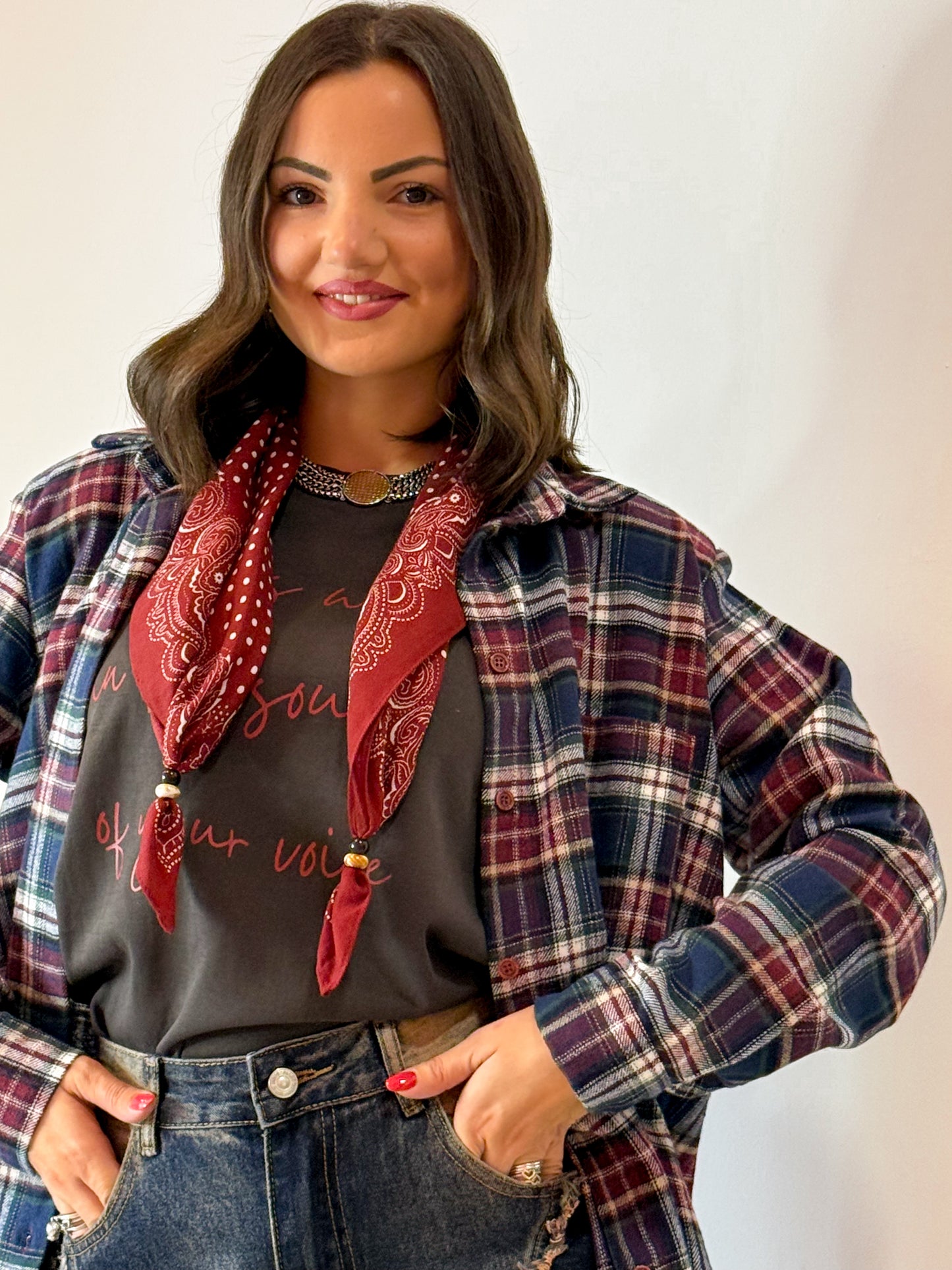 CAMICIA QUADRI BLU/BORDEAUX