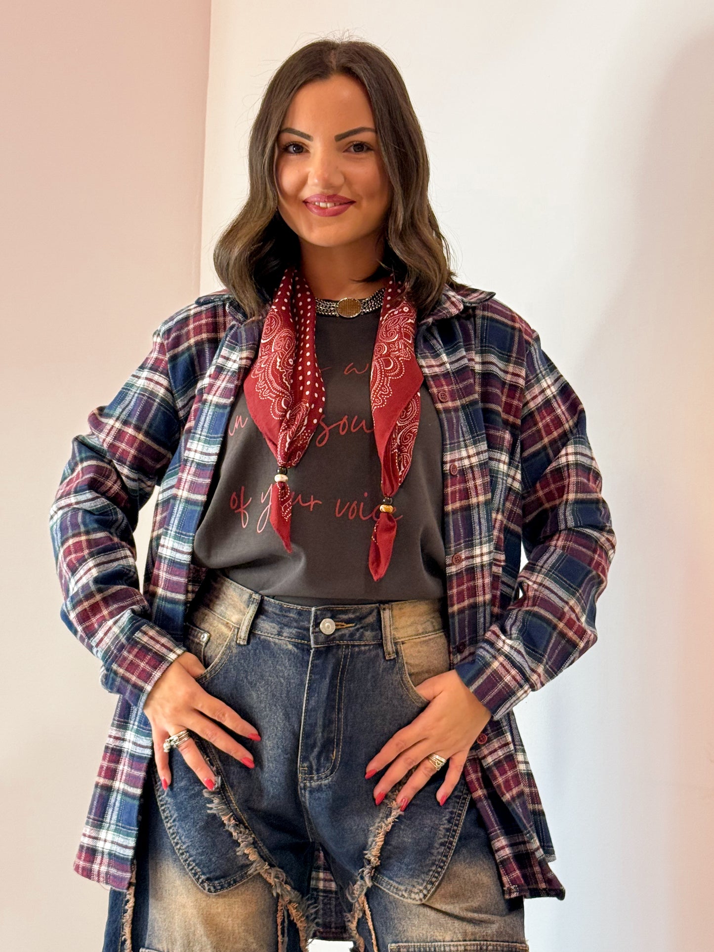 CAMICIA QUADRI BLU/BORDEAUX