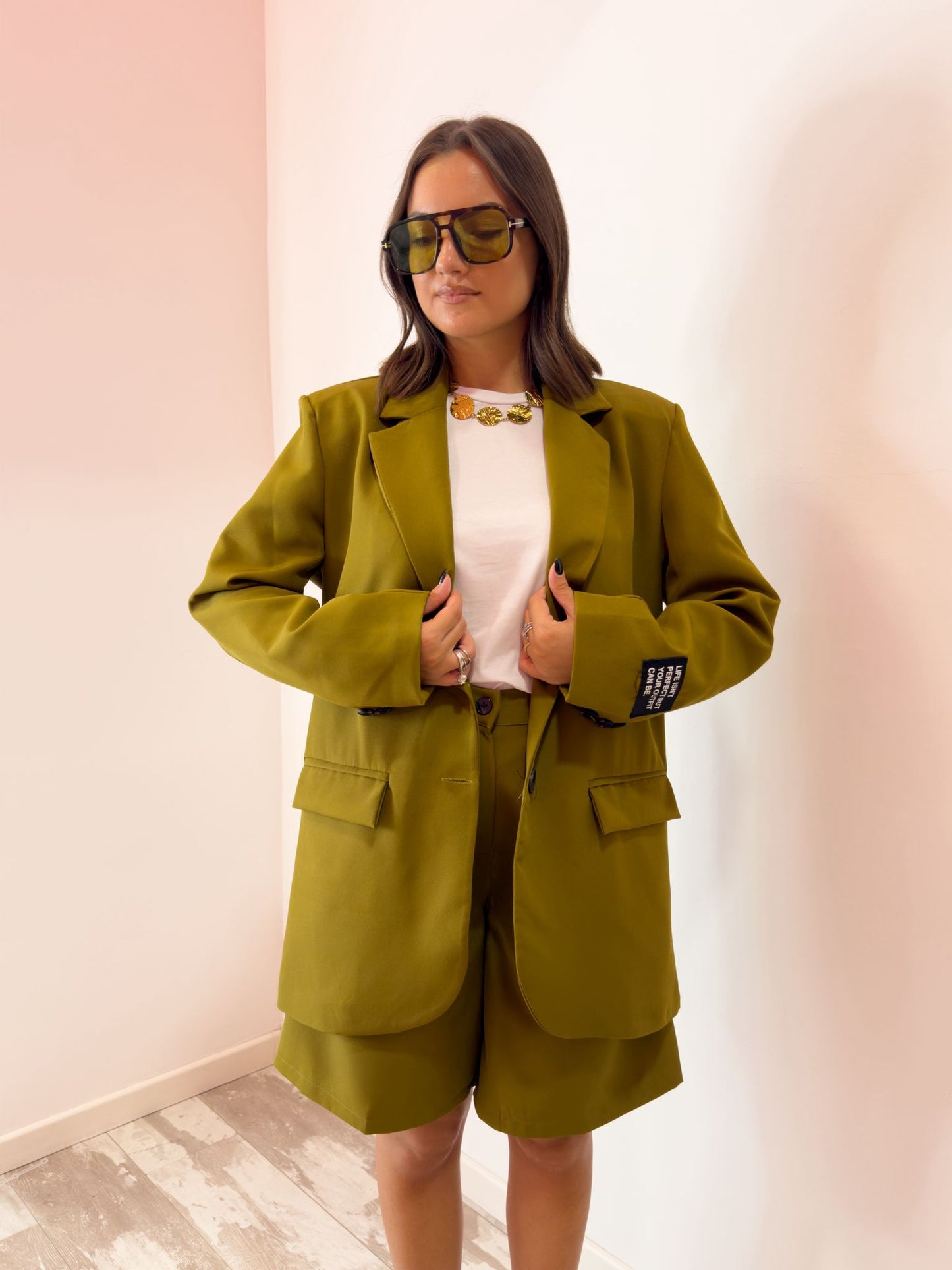 Tailleur bermuda verde acido
