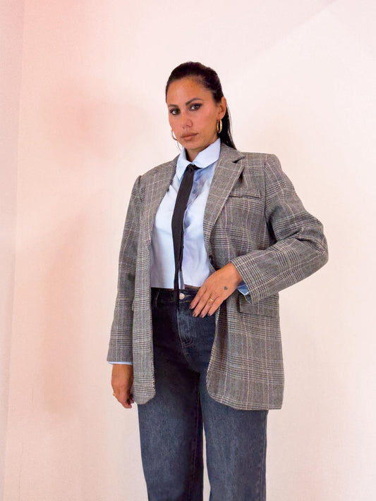 Giacca scacchi azzurra