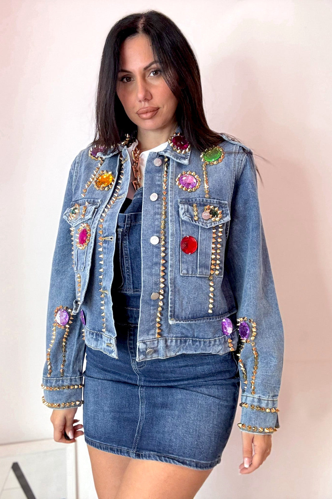 Giacca jeans borchie