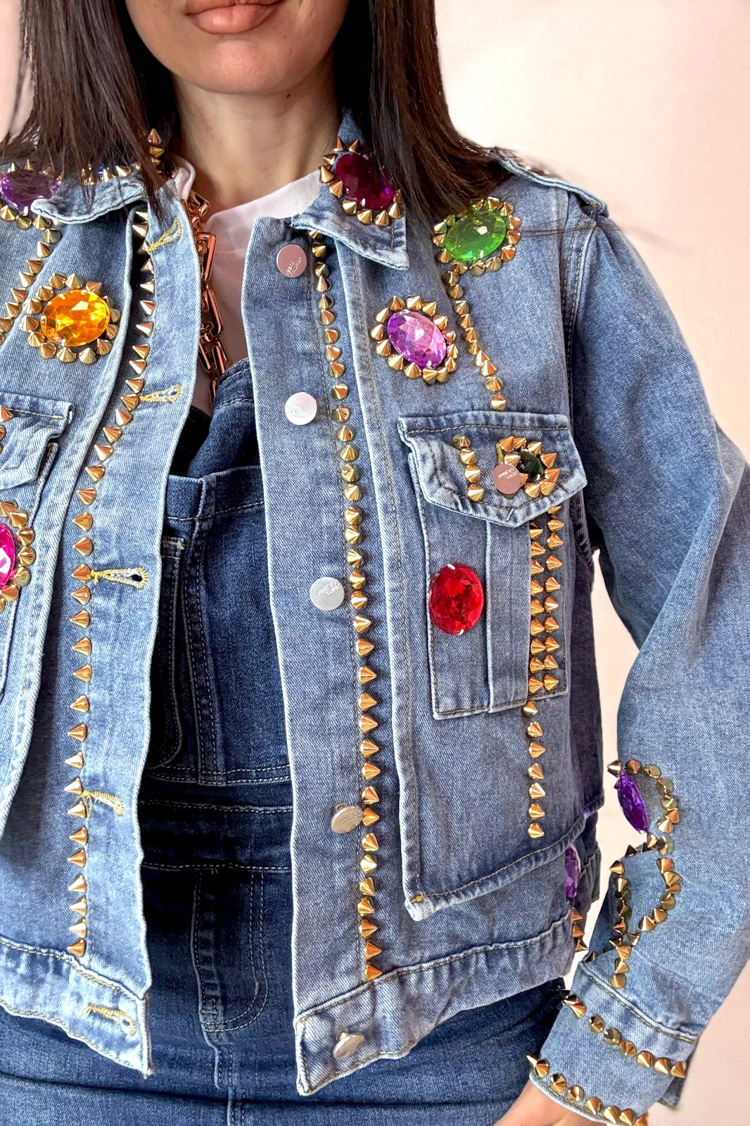 Giacca jeans borchie