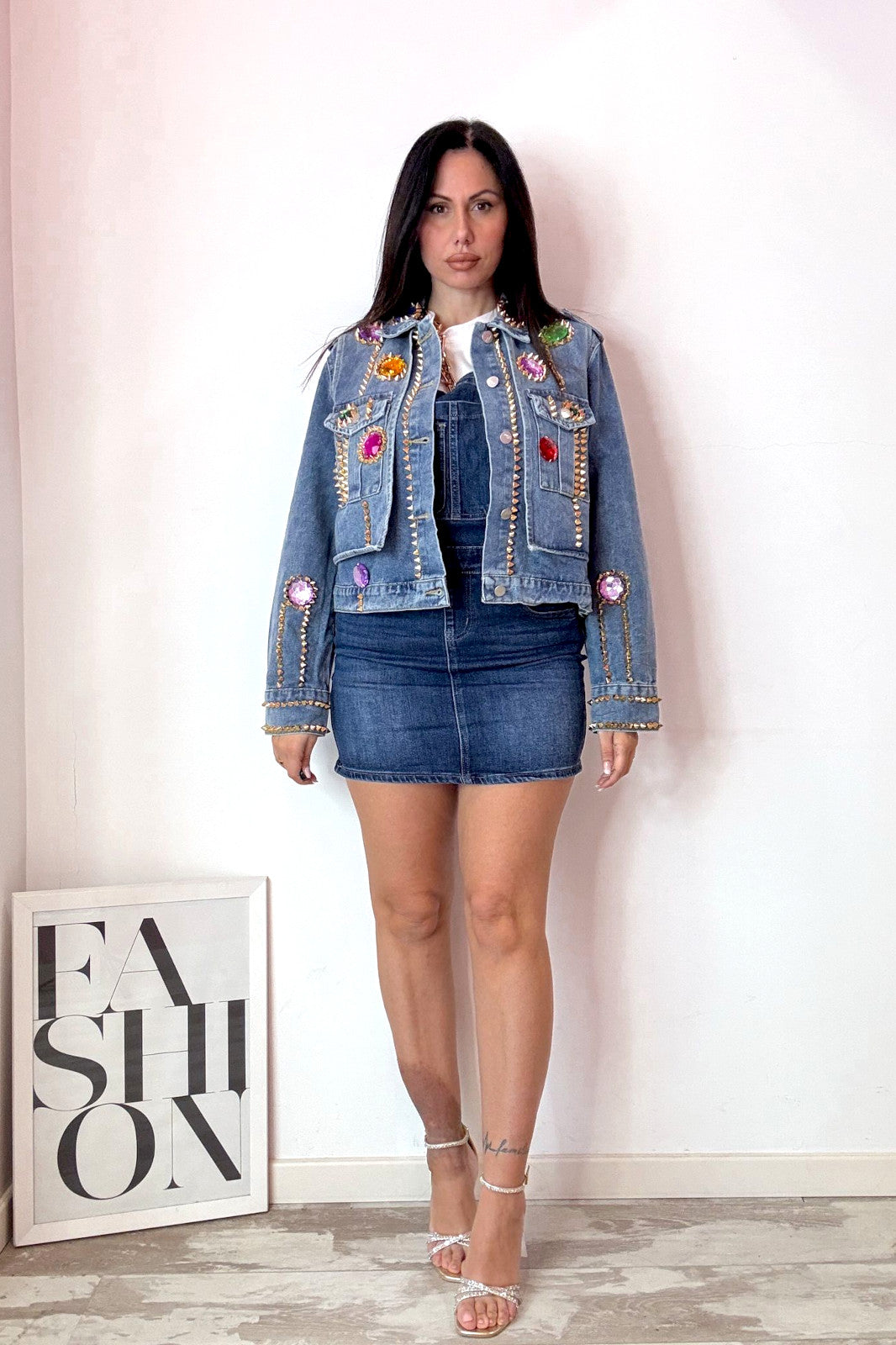 Giacca jeans borchie