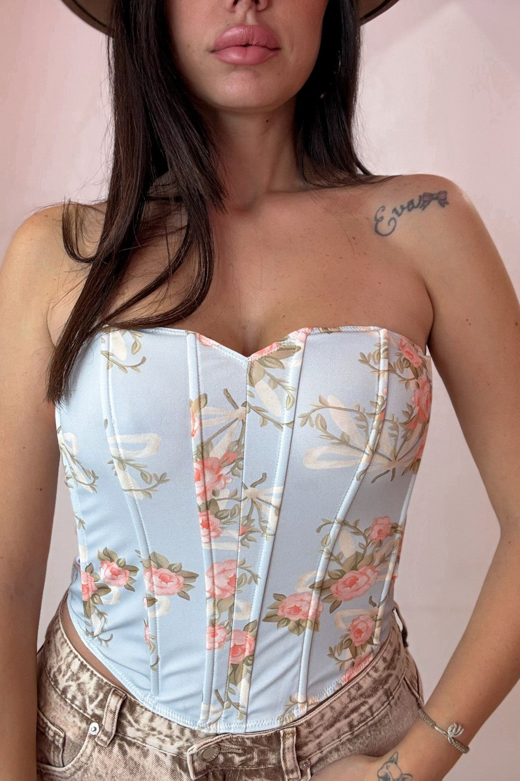 Corsetto cielo fiorato