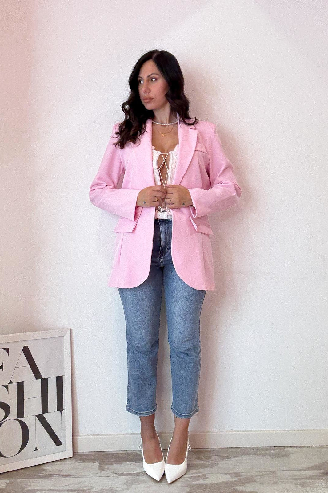 Giacca over rosa