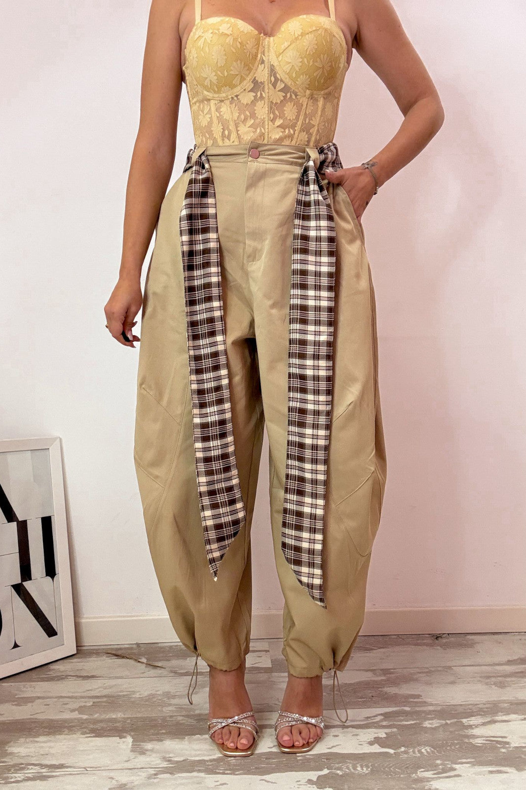 Pantalone balloon sabbia