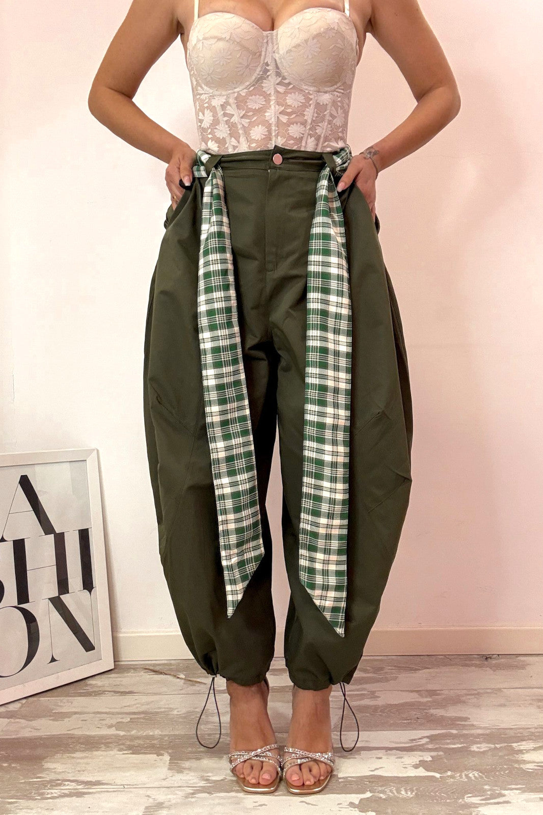 Pantalone balloon verde