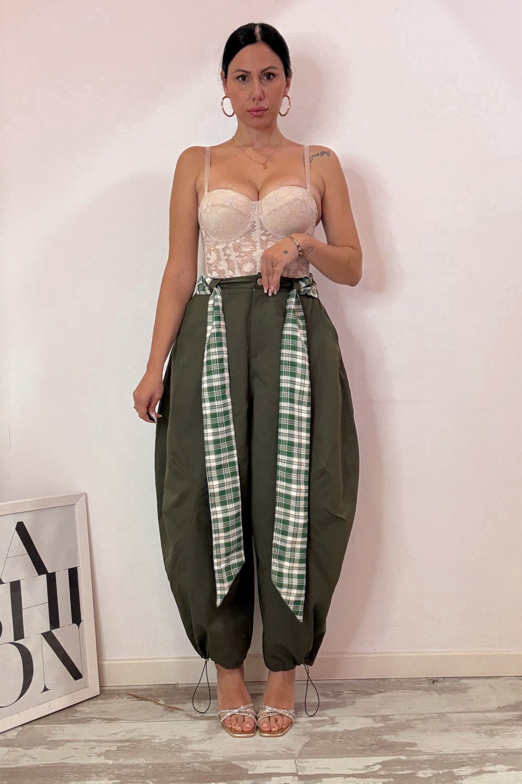 Pantalone balloon verde