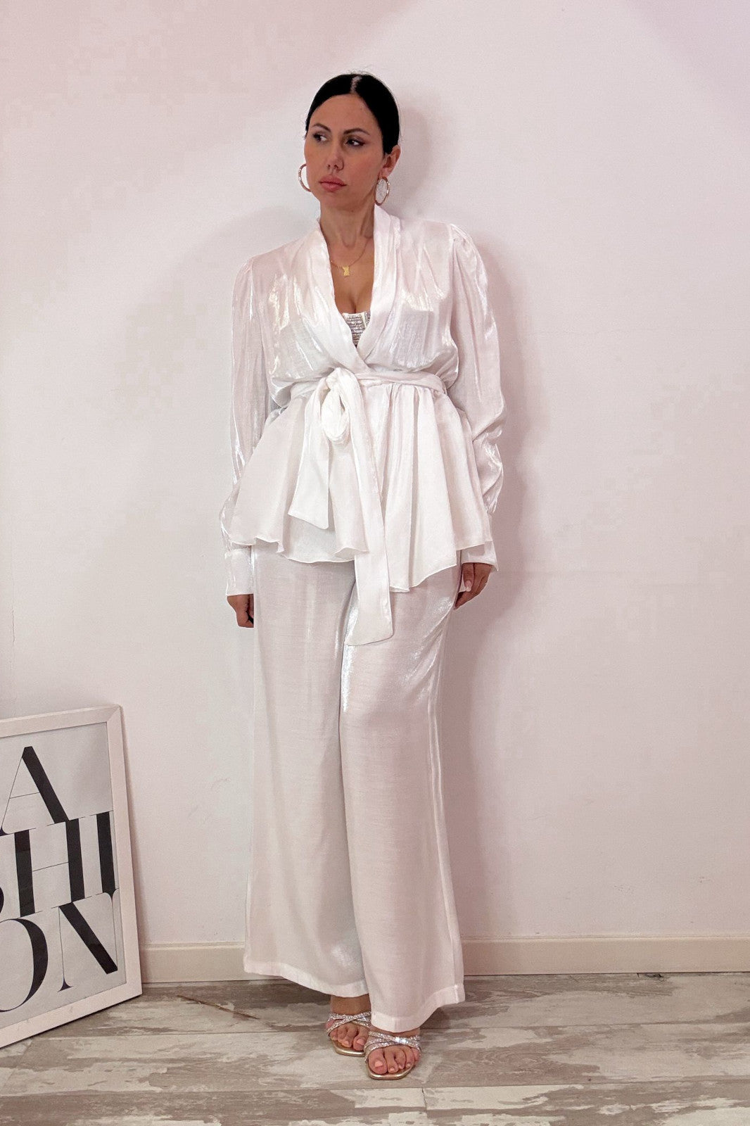 Tailleur satin bianco