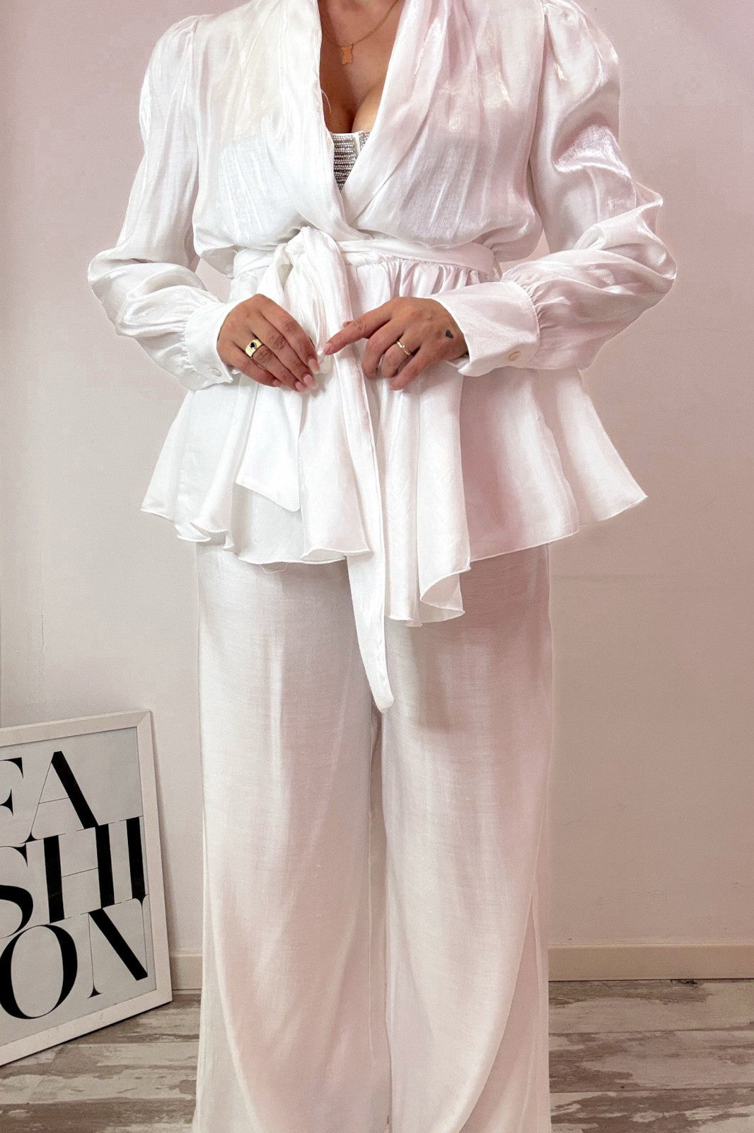 Tailleur satin bianco