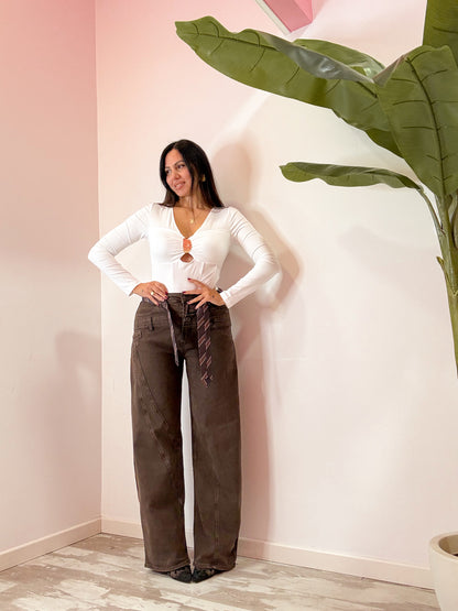 JEANS CRAVATTA MARRONE