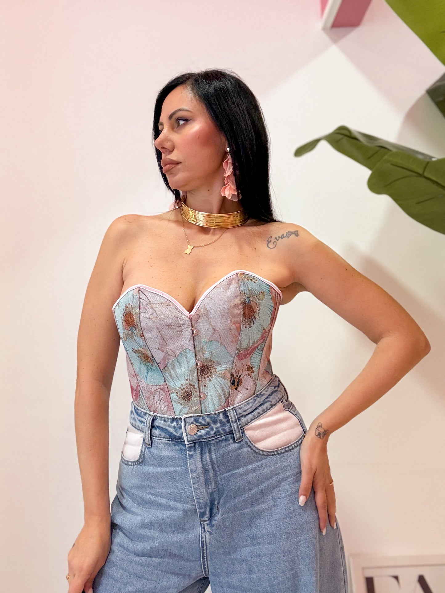 JEANS RISVOLTO ROSA CHIARO