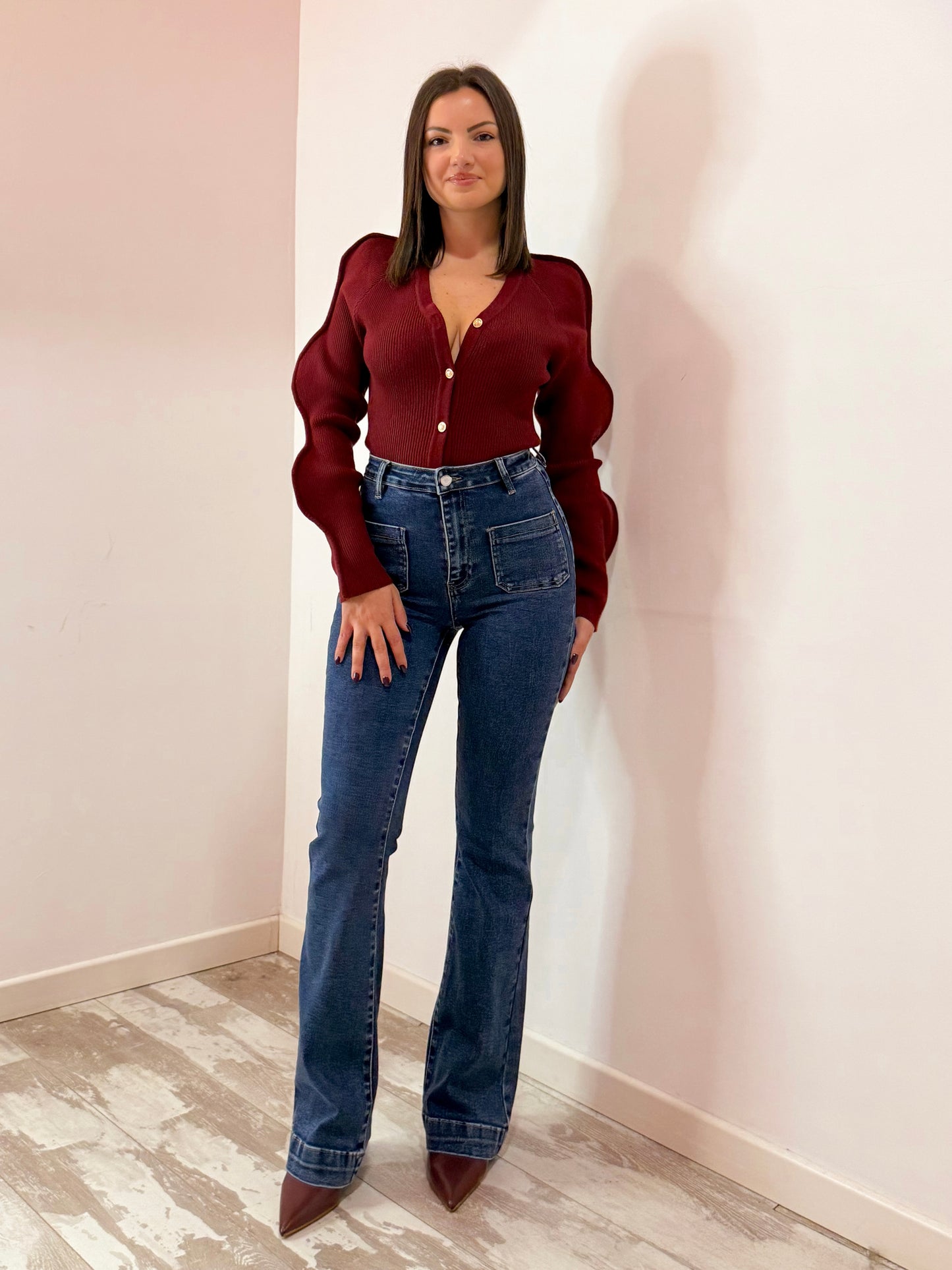 MAGLIA ONDE BORDEAUX