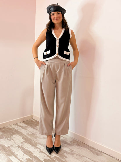 PANTALONE DOPPIO BOTTONE TORTORA