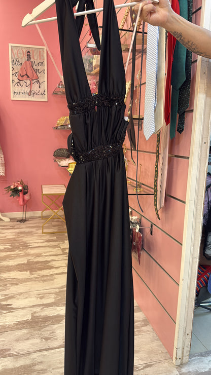 VESTITO LUNGO BLACK PAILLETTES