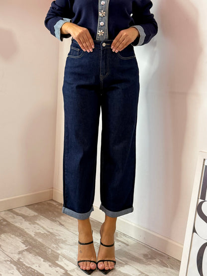 JEANS MOM FIT SCURO 617