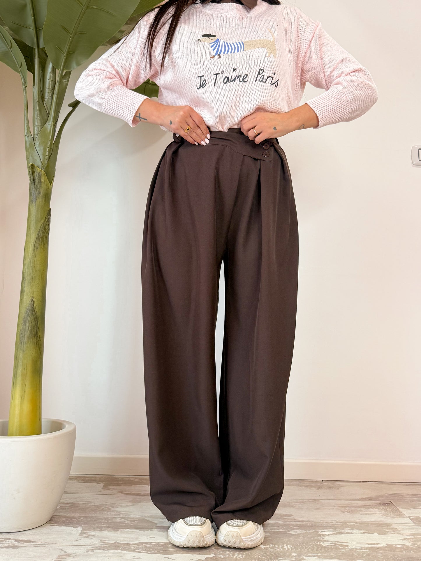 PANTALONE BOTTONE TRASVERSALE 4 COLORI