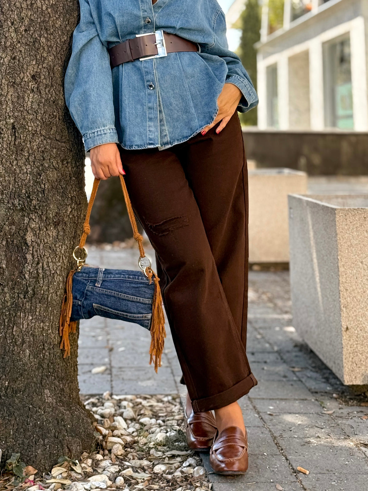 JEANS APE MARRONE