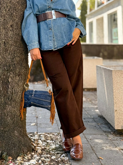 JEANS APE MARRONE