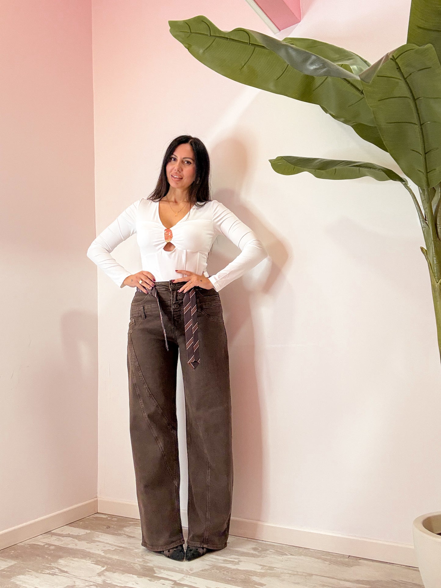 JEANS CRAVATTA MARRONE