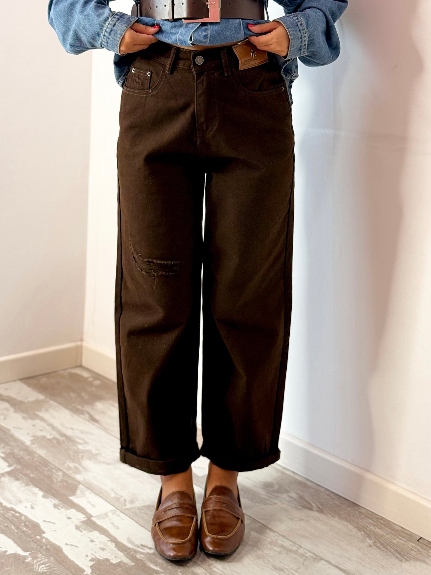 JEANS APE MARRONE