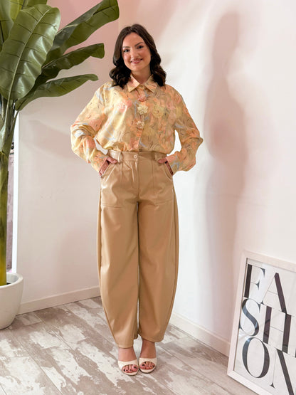 PANTALONE SIMILPELLE CAMEL