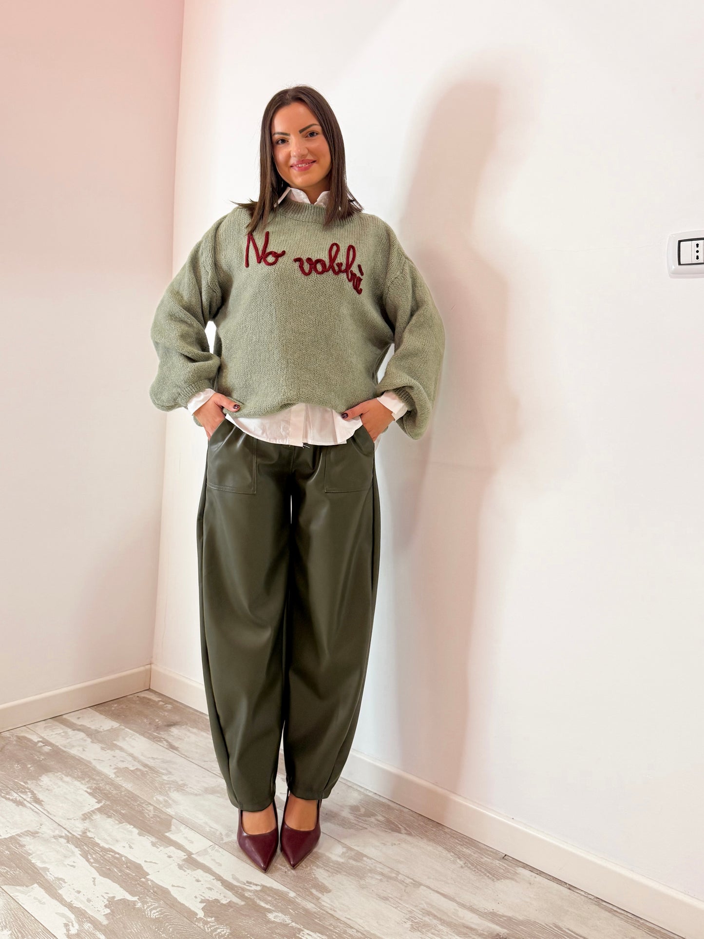 PANTALONE ECOPELLE  VERDE