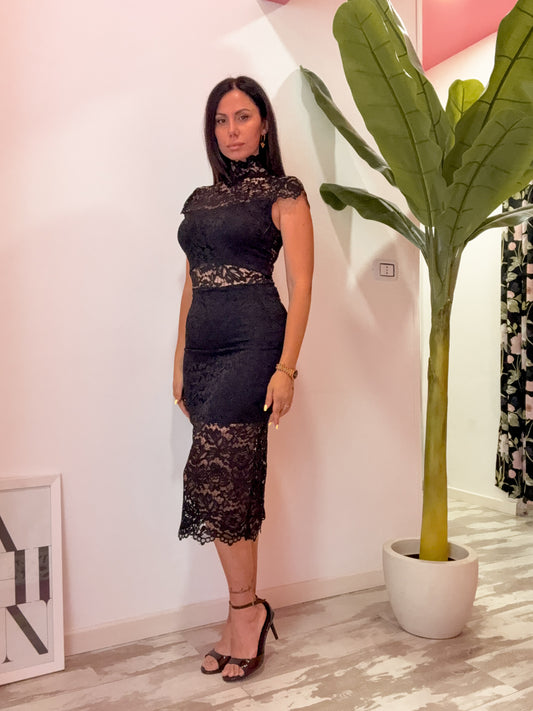 VESTITO PIZZO ACCOLLATO