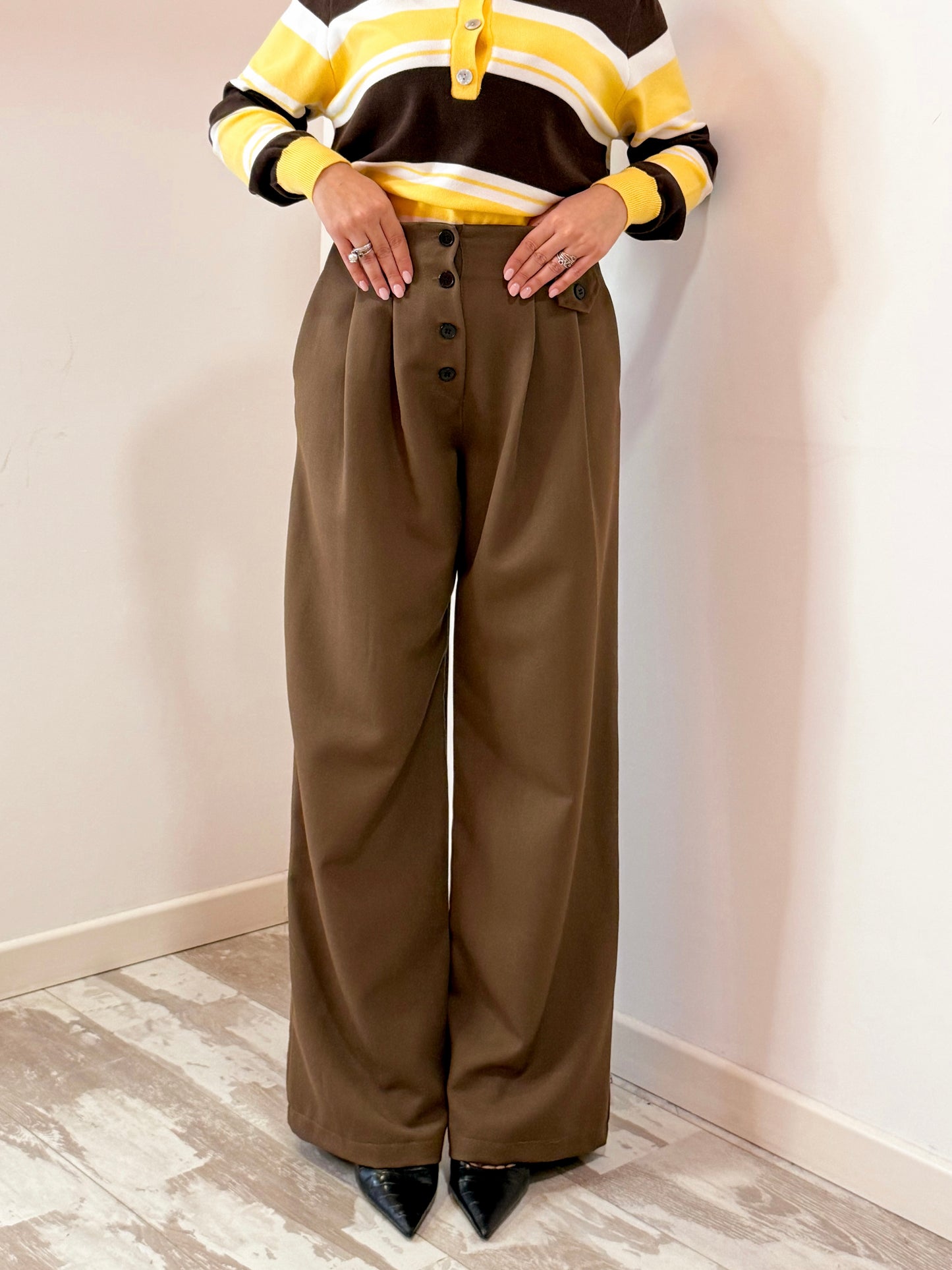 PANTALONE BOTTONCINI MARRONE