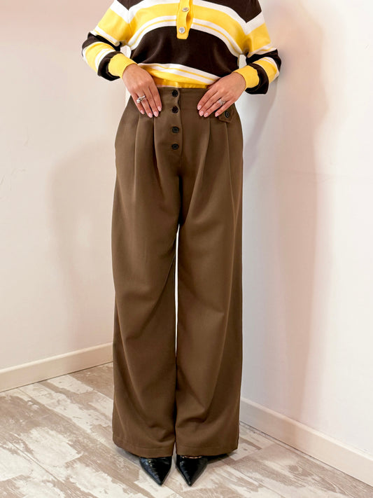 PANTALONE BOTTONCINI MARRONE