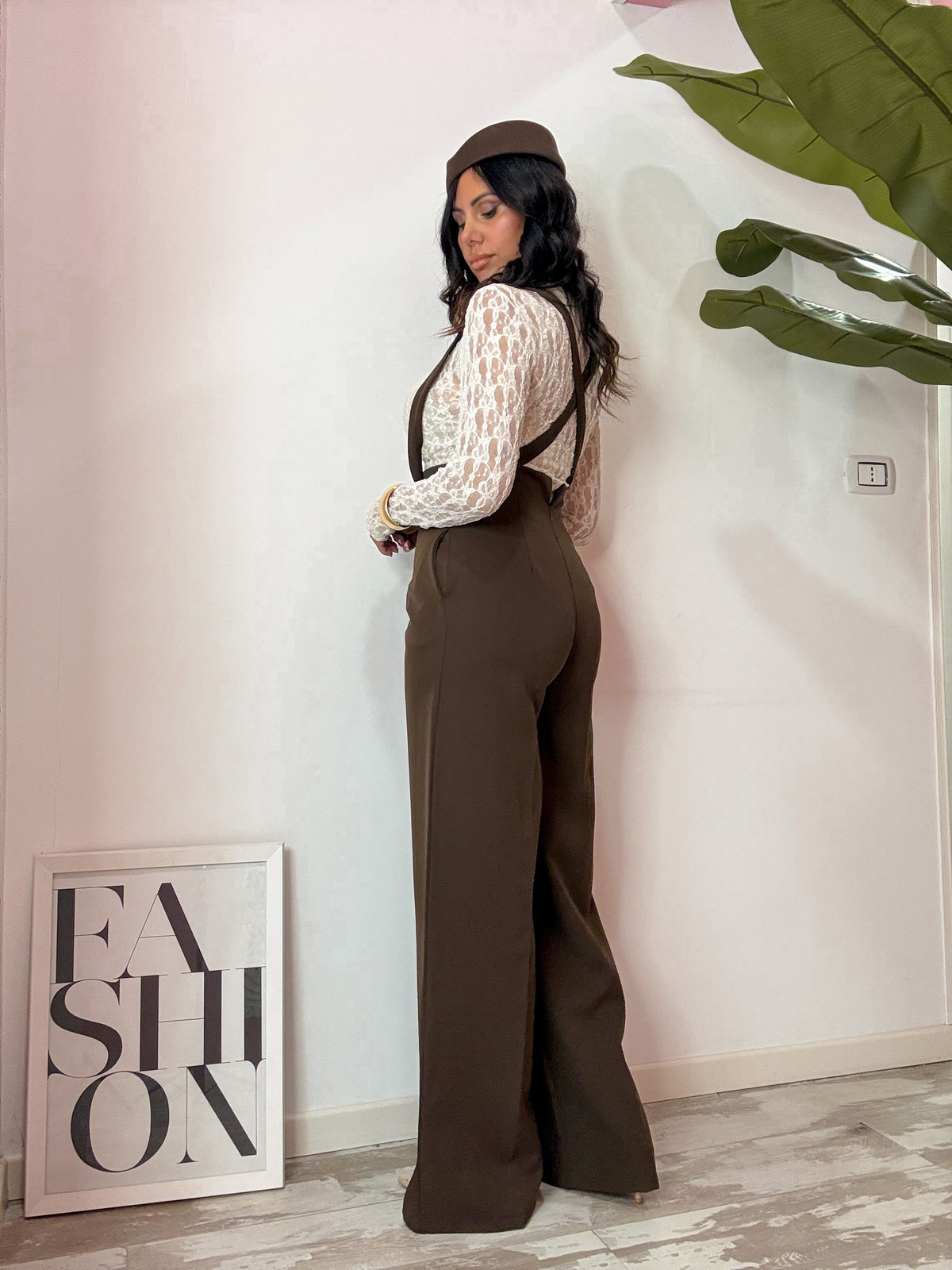 PANTALONE BRETELLE CIOCCOLATO