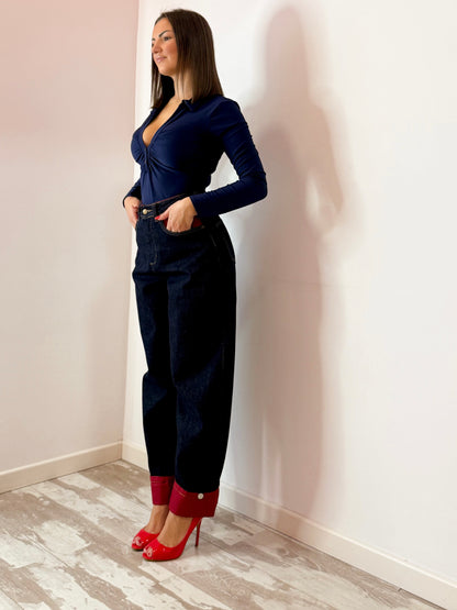 JEANS RISVOLTINO ROSSO