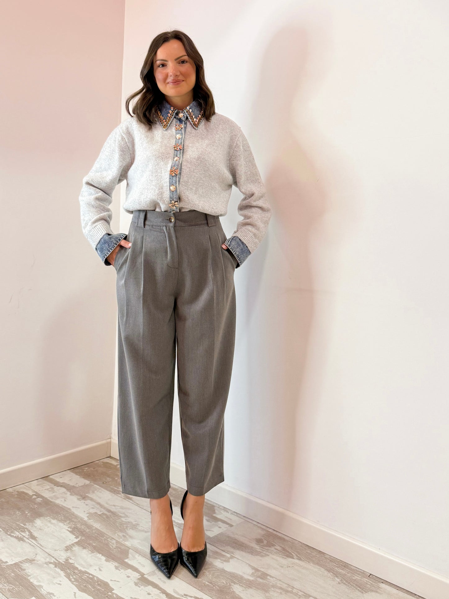 PANTALONE CAPRI GRIGIO