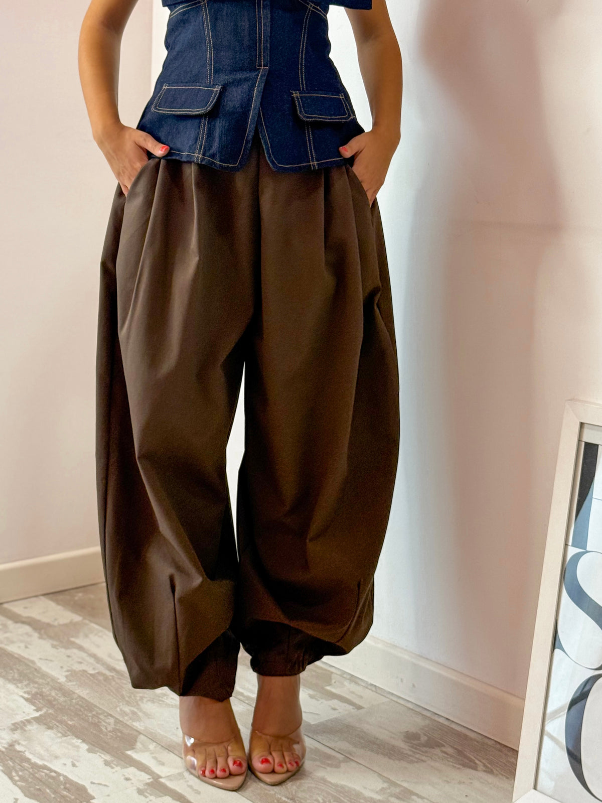 PANTALONE BALLOON MARRONE