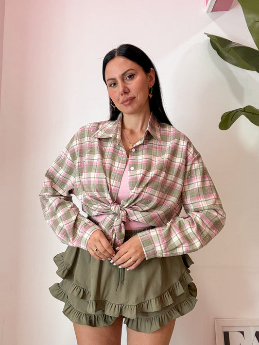 CAMICIA QUADRI E BRILLANTINI