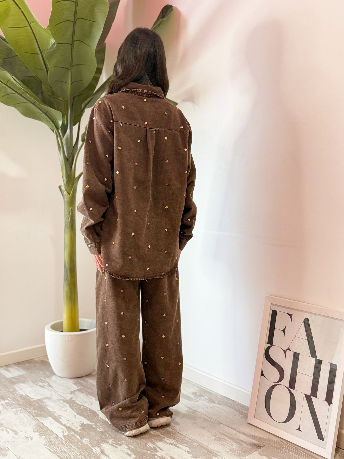 SET MARRONE FIORELLINI