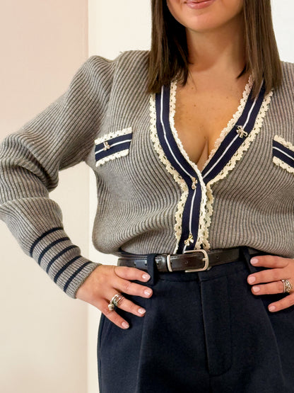 CARDIGAN FIOCCO GRIGIO