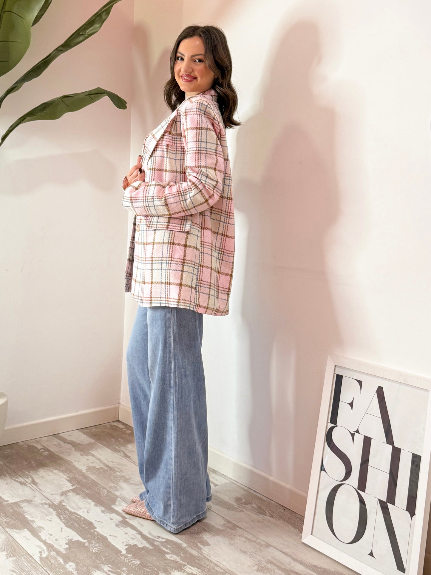 GIACCA QUADRI ROSA
