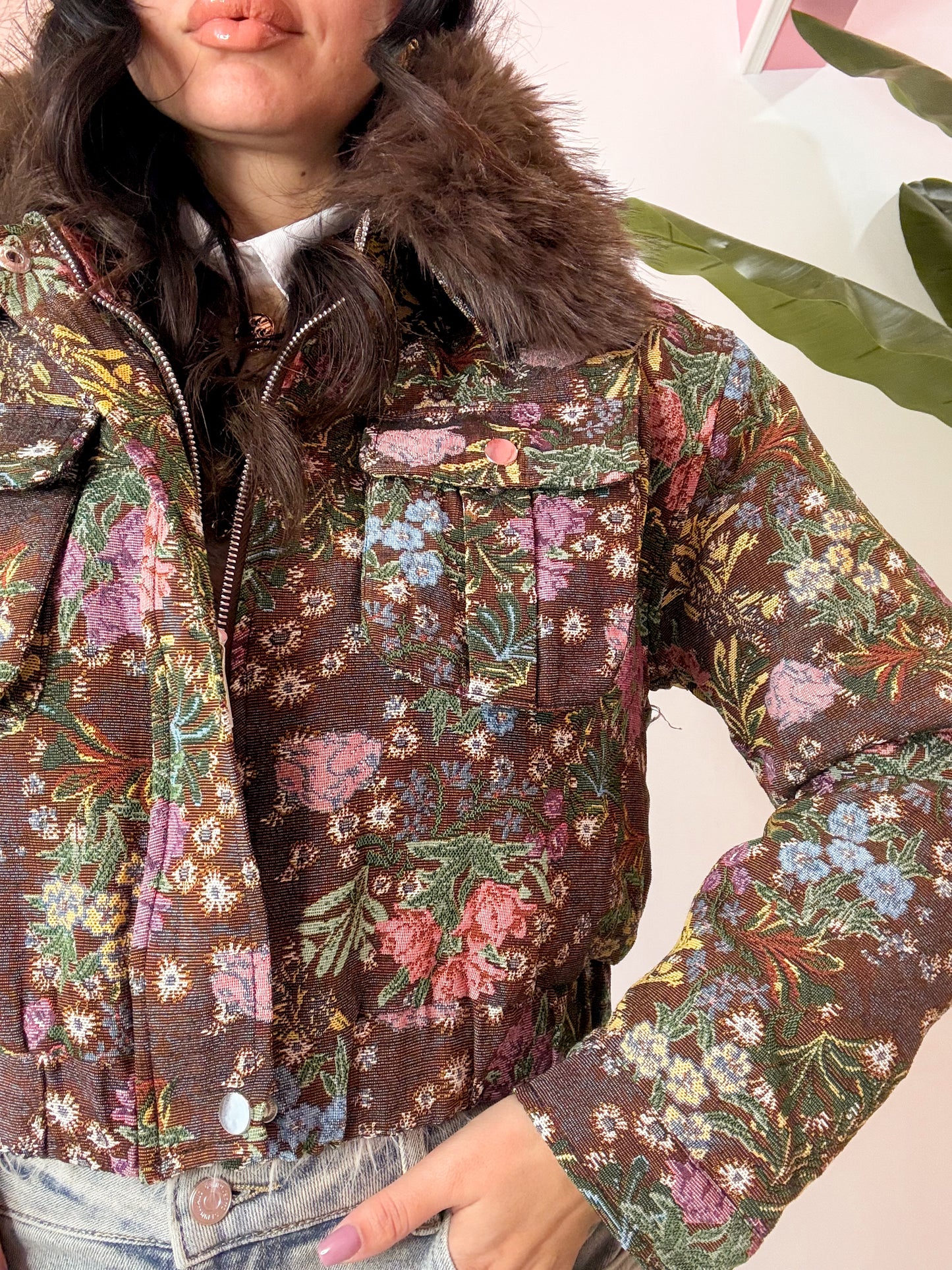 BOMBER FLOWERS MARRONE